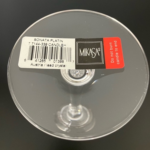 Mikasa Sonata Platin Lead Crystal Candlestick Silver Trim - Picture 7 of 7